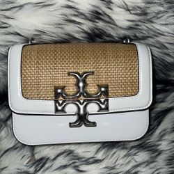 🌸 New Eleanor small woven Strew & glossy Leather shoulder bag