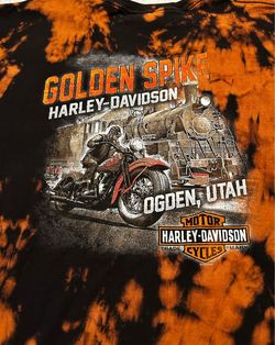 Golden Spike Harley Davidson Ogden, Utah Mens T-Shirt Tie-Dye Black & Orange Size 3XL