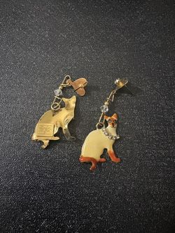 Vintage Lunch At The Ritz Siamese Cat Earrings