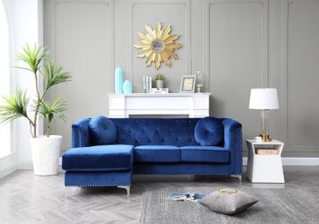 Brand new velvet sofa chaise on sale available in different colors! Financing available no credit check