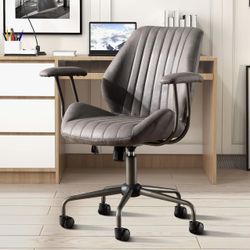 ovios Executive Ergonomic Mid Back Office Chair - Grey Faux Suede Leather