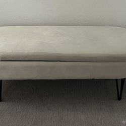 Cream Velvet Storage Bench