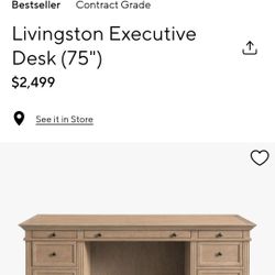 POTTERY BARN EXECUTIVE 75" DESK