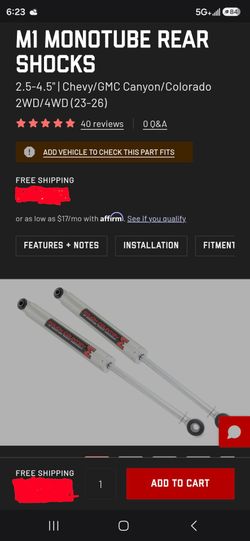 Rough Country M1 Monotube Rear Shocks