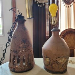 Vintage Table  Ceramic Lamp And Hanging Ceramic Lamp