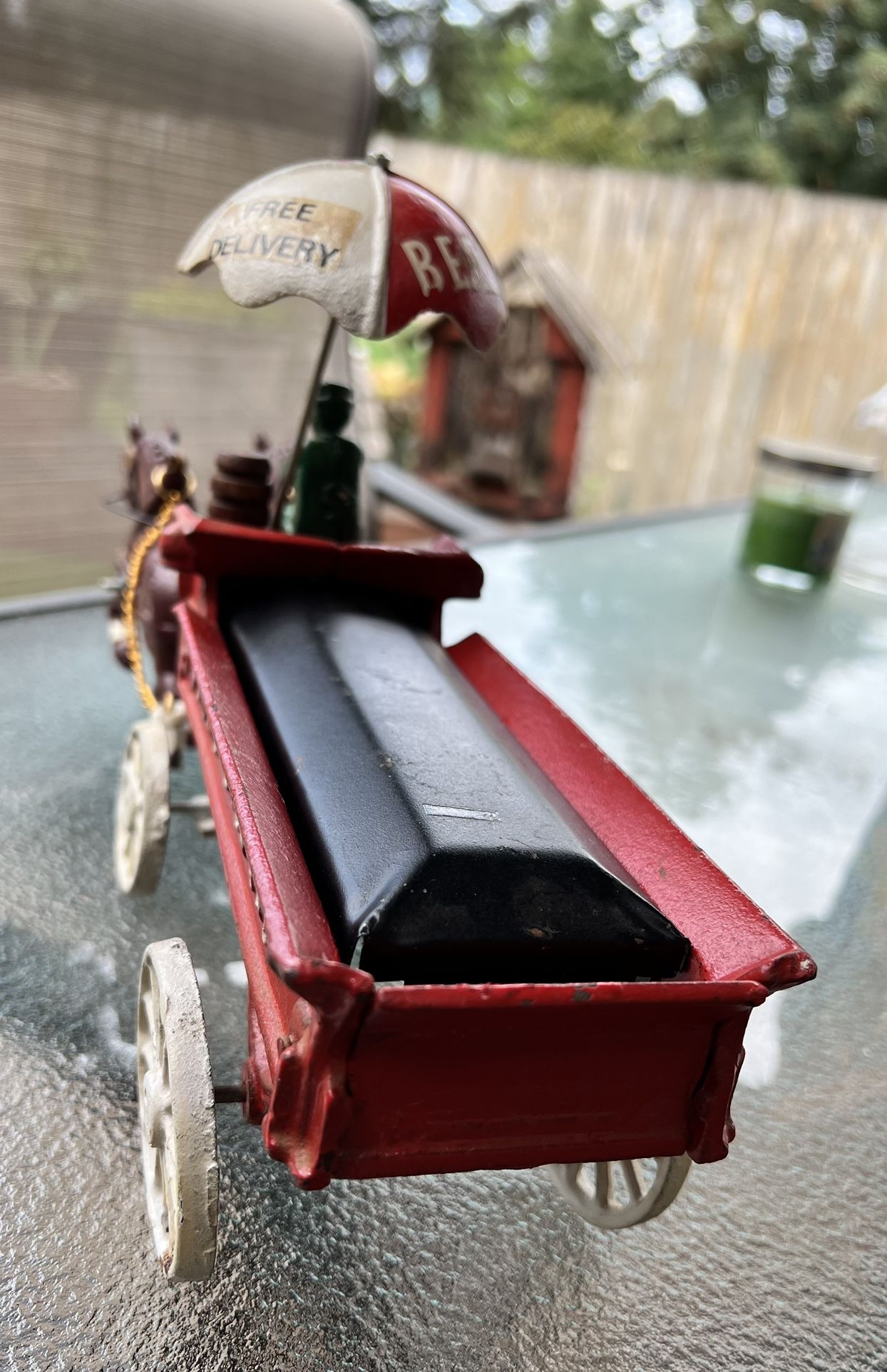 Vintage Schultz Beer & Ale Cast Iron Horse and Wagon for Sale in