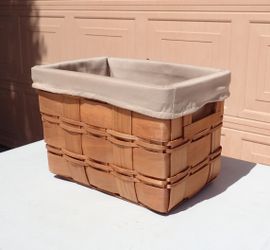 Woven Wood Storage Basket with Fabric Liner