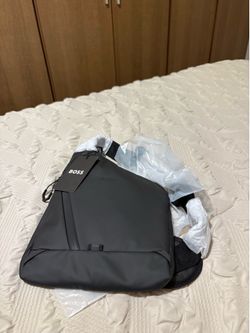 BOSS Men's Black Backpack Reflective Details Zip Closure Shoulder Strap