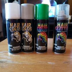 NEW 4 CANS OF HAIR COLOR/GLITTER