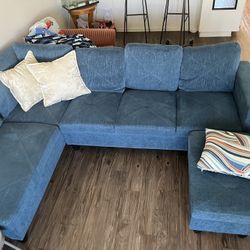 Blue L SHAPE Sectional Couch 