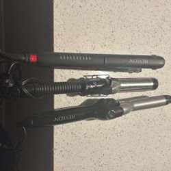 3 PIECE SET  2 HAIR CURLER 1 Straightener Revlon Set And Conair Curler 