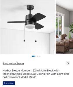 Harbor Breeze Monroem 32-in w/ LED Ceiling Fan (Matte Black)