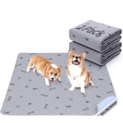 Washable Pee Pads for Dogs, 2Pack Puppy Pads Washable with Bone Print,Absorbent Reusable Whelping Pads Non-Slip Dog Mats for Floor Protector, Couch Co