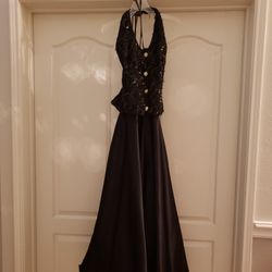 Black Sequence Halter Dress