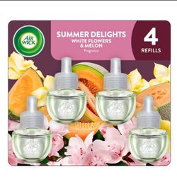 Air Wick Scented Oil Air Freshener Refills - Summer Delights - 4pk: Electric Plug-In, Melon & Wildflower Fragrance