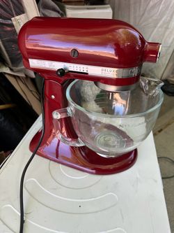 KitchenAid Tilt Head Stand Mixer 5-Qt Deluxe Edition With Glass Bowl Red