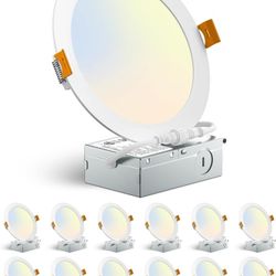 12 Pack 6 Inch Led Recessed Ceiling Lights Wall Switch Controlled 3000K 4000K 5000K, 13W 1300LM