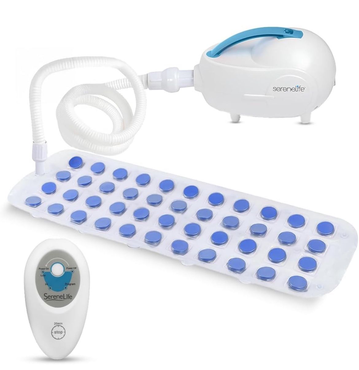 SereneLife Portable Spa Bubble Bath Massager - Relaxing Spa Non-Slip Mat with Suction Cup Bottom, Motorized Air Pump, Adjustable Bubble Settings and R