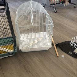 Small to medium bird cages available great for parakeets, lovebirds, canaries, parakeets and larger for cockatiels or conures. Have 2 small carriers a