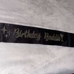 Birthday Baddie Black Sparkly Sash