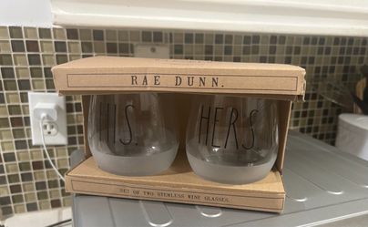 Rae Dunn Wine Glass Set of 2