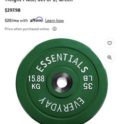 SET OF TWO BALANCE FORM EVERYDAY ESSENTIALS NEWSET OF  TWO 35LB OLYMPIC BUMPER WEIGHT PLATES