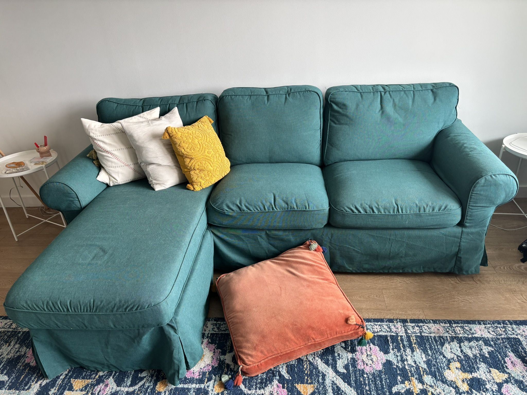 Sofa With Chaise With Free Side Tables And Pillows