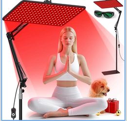 Morfone Red Light Therapy for Body Face Tri-Wavelength 660nm, 850nm, 940nm  LED Infrared Light Therapy Lamp Panel with Adjustable Stand Protective Gla