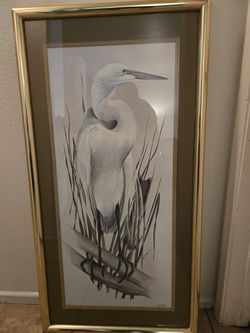 Framed Signed Art Lamay Bird Image