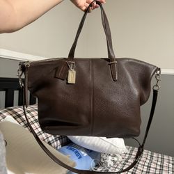 Coach Vintage Pebble Leather Hadley Chocolate Brown Handbag 