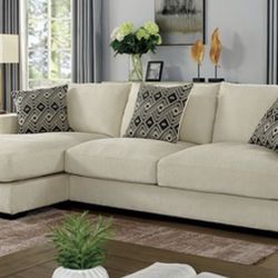 Beige Chenille Sectional Brand New In Box 