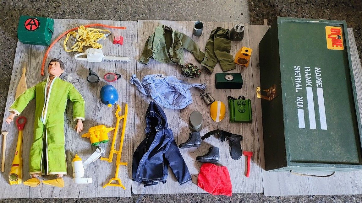 GI JOE Wooden Footlocker With Figure And Accessories - 1960's