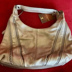 Tignanello GOLD metallic LEATHER hobo shoulder bag PURSE 15"L x  10"H x 6"W ‼️ NEW With TAG