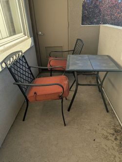 Garden Table And Two Metal Chairs