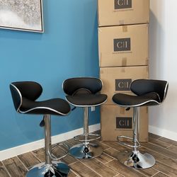 New 3 Black Bar Stools 