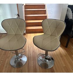Too Perfect Beige Leather Barstools Need To Go Asap