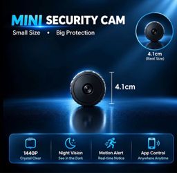 Mini Security Camera 1440P with Night Vision