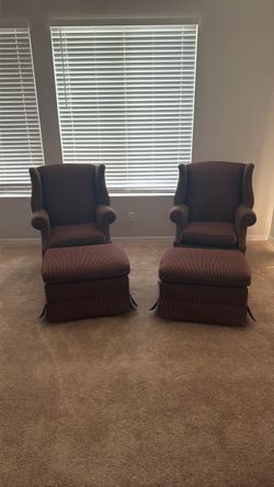Vintage Chairs with Ottomans