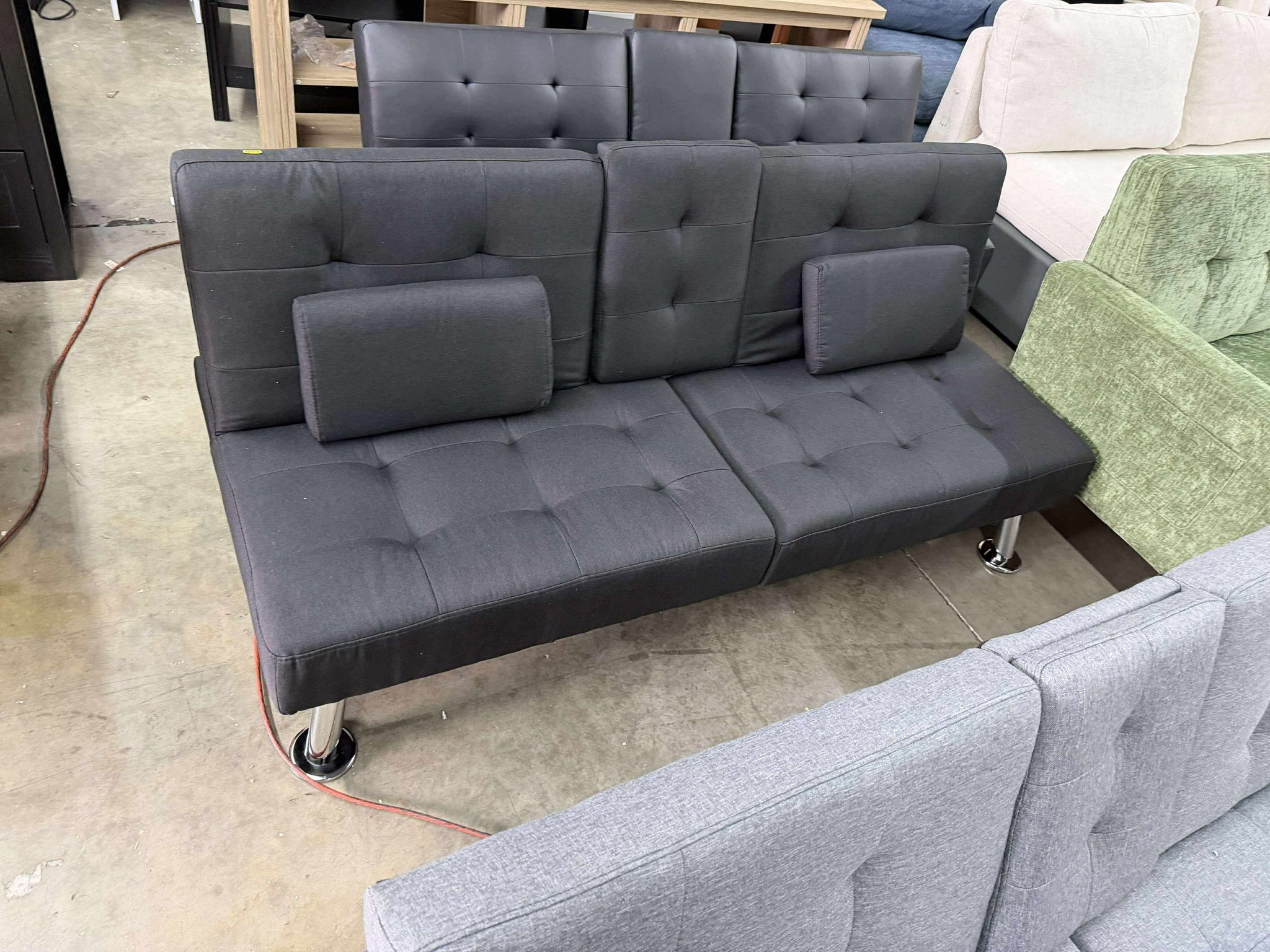 Futon Sofa Bed Modern Folding Futon Set Linen Fabric Convertible Recliner Lounge($100 each)