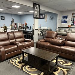 2PC Brown Leather Sofa & Loveseat 🚚FREE Delivery In Fresno🚚