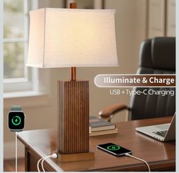 Lovlast Wood Table Lamps Set of 2 for Bedroom Living Room (Walnut),Closed Box