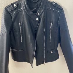 Black Faux Leather Moto Jacket