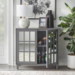 New Grey Storage Buffet Server Entryway Cabinet 