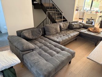 Large Gray Modular Sectional Sofa with Chaise – 3 Piece