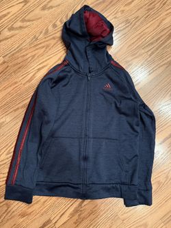 Adidas Boys Blue/Burgandy Zip Up Hoodie Size 7