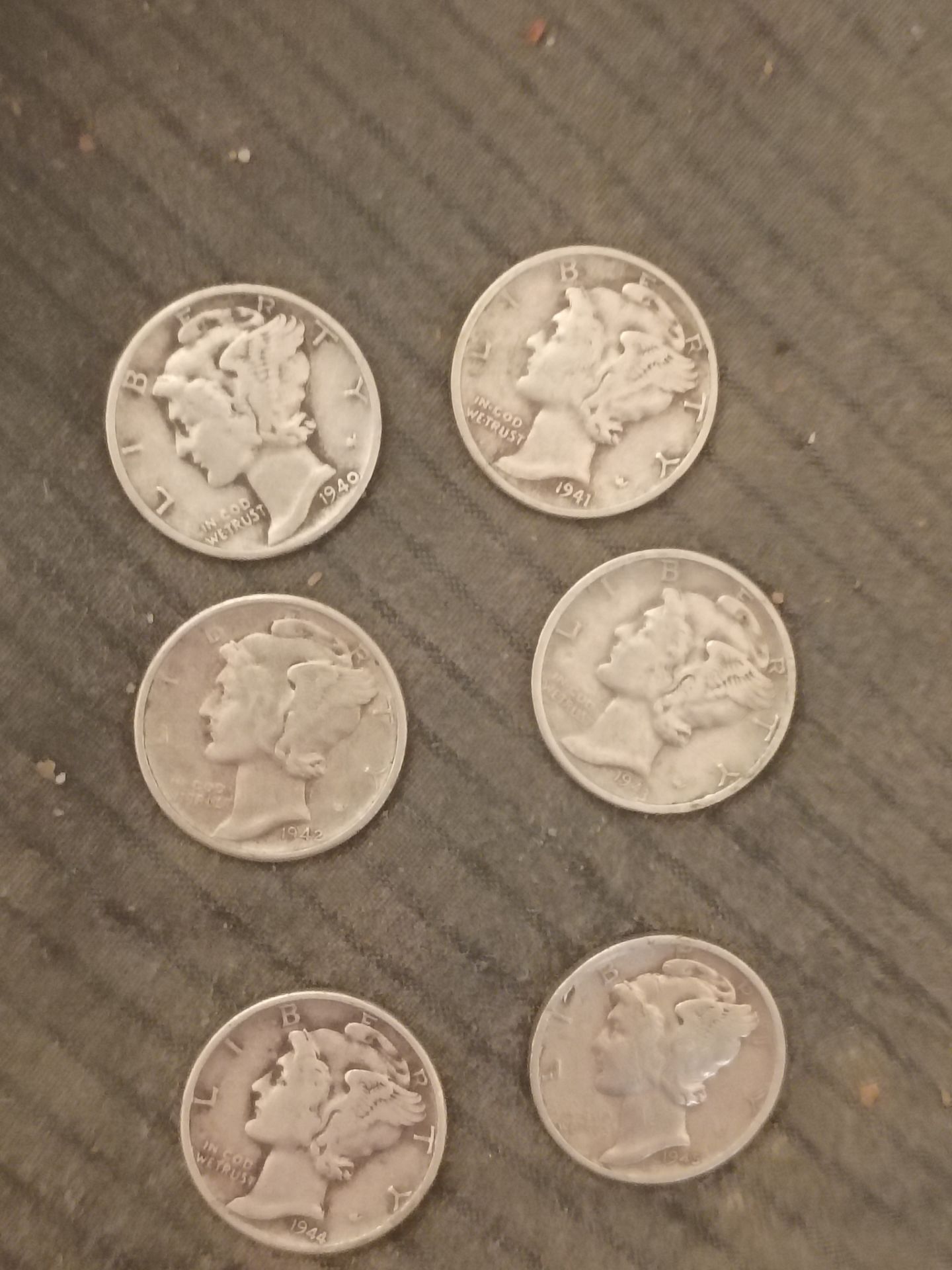 1940 to 1945 ww2 mercury dimes