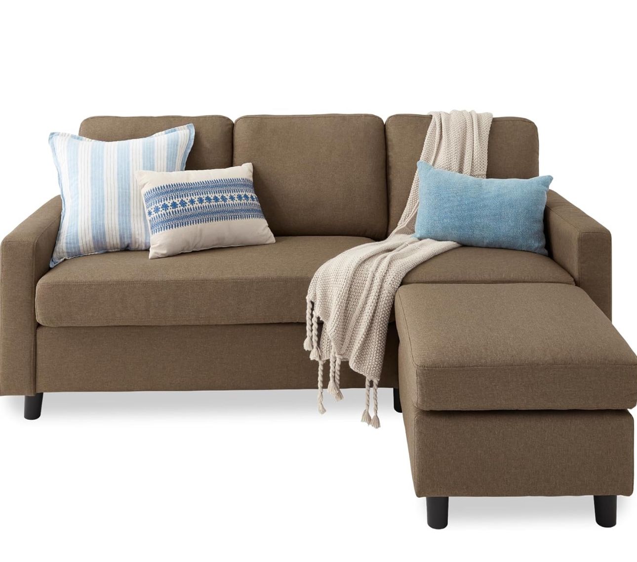Sofa With Ottoman Brown Cloth New $399