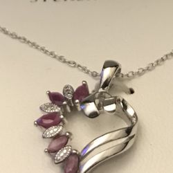 Women’s Silver Necklace With Ruby Stones