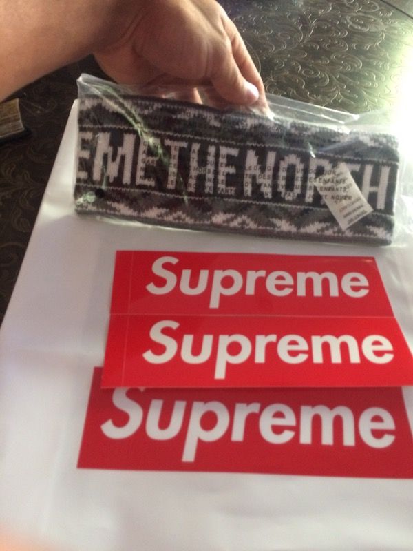 Supreme x North Face headband & supreme box logo stickers