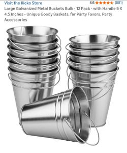 21 metal pails with handles